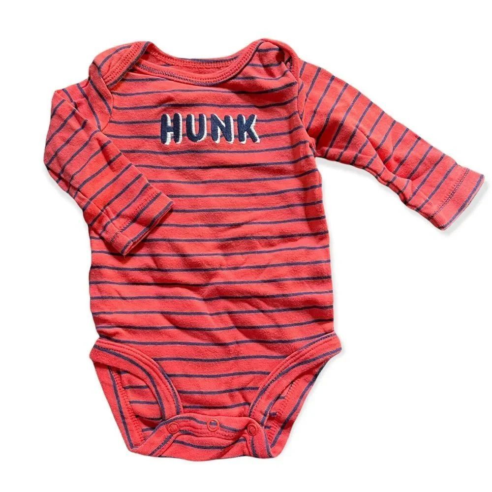 🔥 5 for $30 🔥 Carter’s Infant Boys “Hunk” Striped Long Sleeve Onesie | 3M